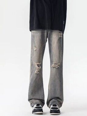 Men's Full Size Distressed Loose Fit Jeans Plus Size